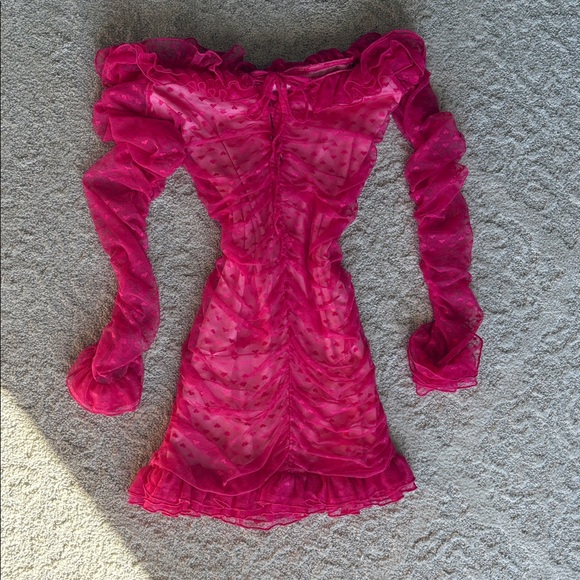 Vibrant Pink Heart Ruched Dress - Dollskill Sugar Thrills - Picture 2 of 5